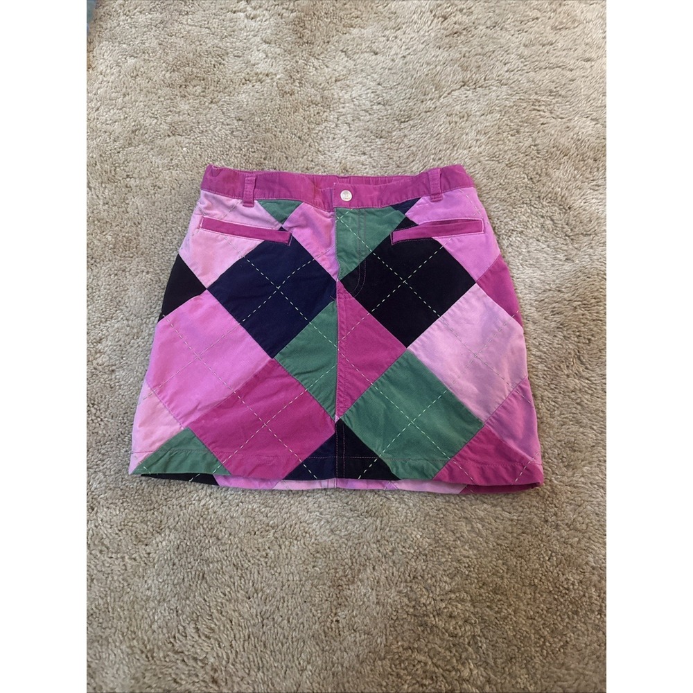 Lilly Pulitzer Girls Argyle Skirt Size 8 Pink Preppy School Girl Golf corduroy